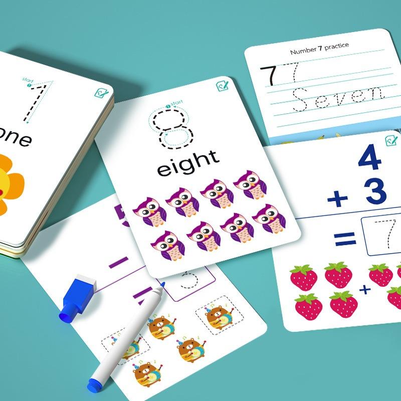 Flashcards de Alfabeto, Números e Palavras para Aprendizagem Cognitiva e Educação Infantil - Apagáveis