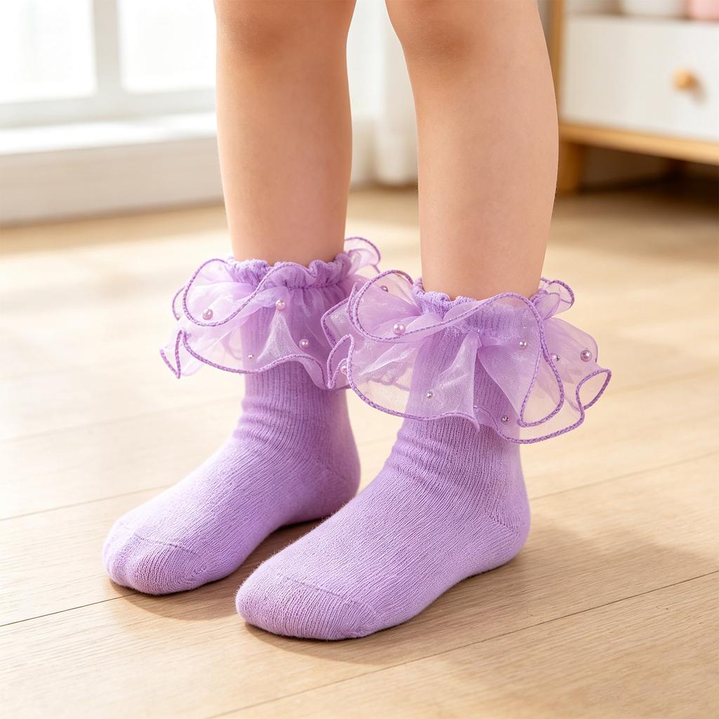 Spitzenverzierte Socken für Mädchen für Tanzaufführungen und zum Verkleiden