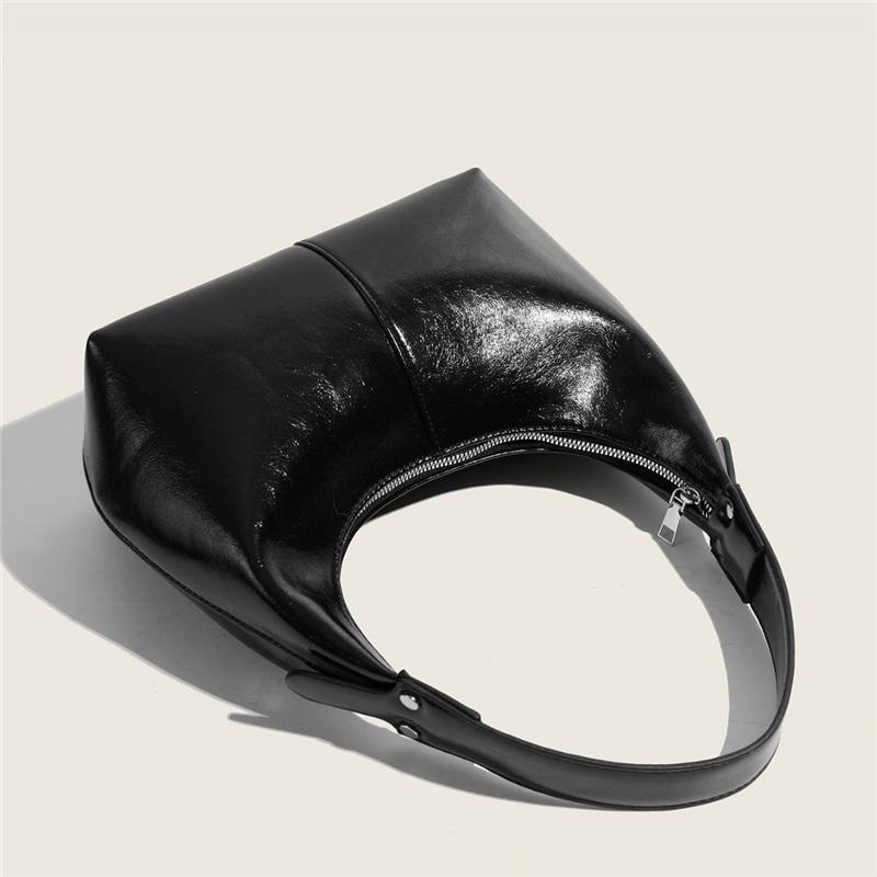 Tooxika Women's Retro Versatile Underarm Bag, Shiny Shoulder Baguette Handbag