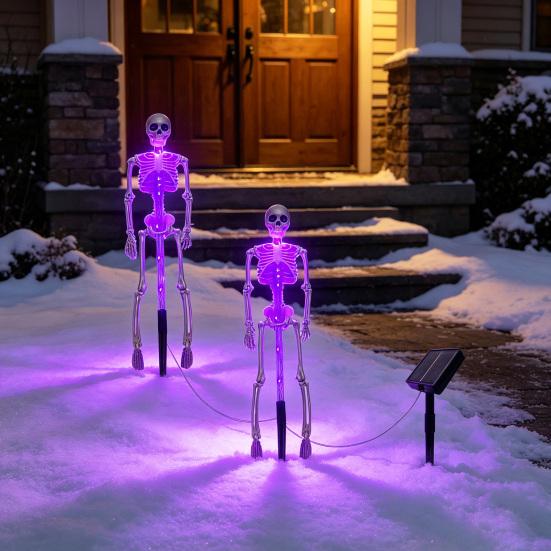 Halloween Party Decoration 3D Skeleton Solar Garden Lamp, Spooky Human Pathway Outdoor Decorations Lights, Waterproof Resin Stake Lights for Yard Lawn