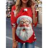 Women's Festive Santa Long Sleeve, Holiday Graphic Print Top,2025 Christmas Party Wear, Winter Seasonal Comfort Fit