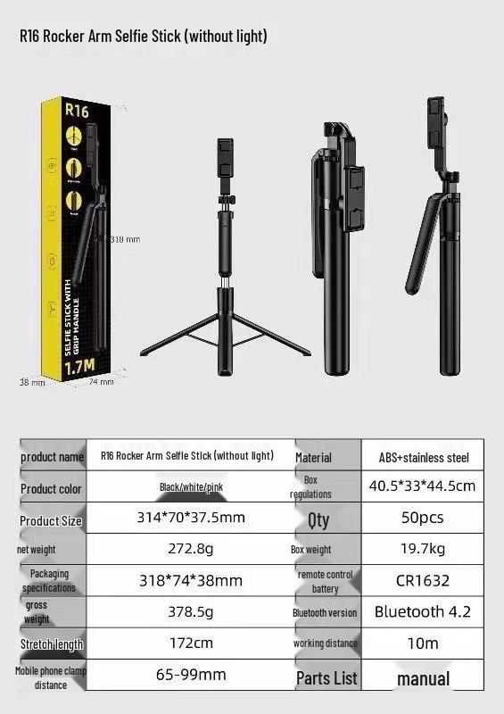 

3-in-1 Anti-Shake Selfie Stick with Stabilizer & Retractable Tripod