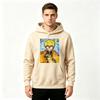 Men Anime Print Pullover Hoodie, Casual Yellow Hair Character Lightning Pattern Long Sleeve Hooded Sweatshirt