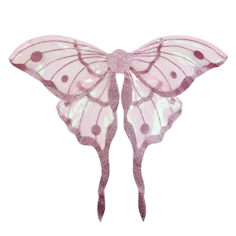 Feenflügel Glitzer Schmetterlingsflügel, Sternenengel Zauberstäbe Stirnband Feen Kostüm Set für Halloween Verkleiden Cosplay Party white