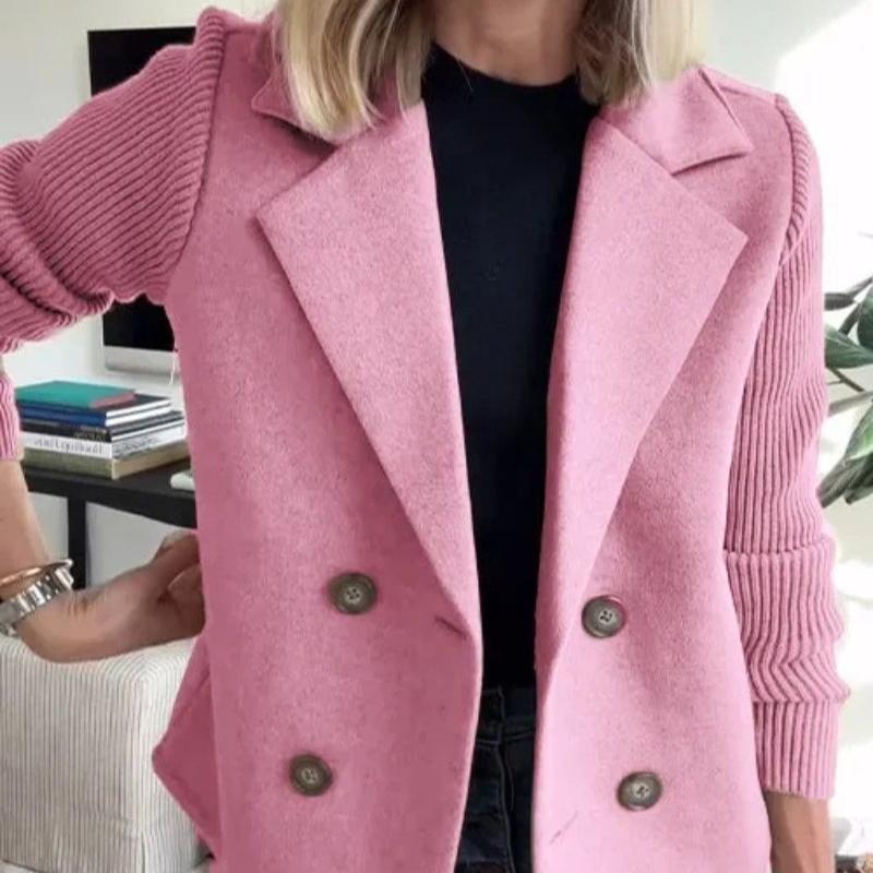 

Весна 2025 Новые Свитера Куртка Европейский и Американский Женский Модный Стиль Шерстяное Пальто с Вставками 5XL розовый