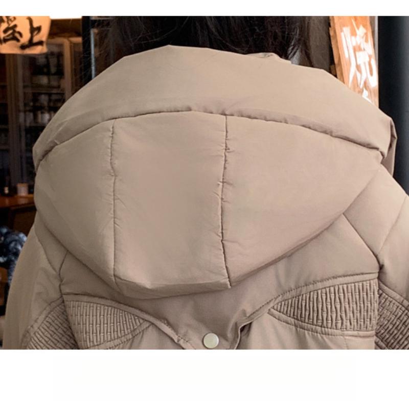 Veste Courte en Coton Duveté pour Femmes Hiver Nouvelle Mode Élégante Petite Taille à Capuche Manteau en Coton Épaissi