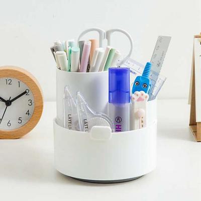 Porte-stylo givré de bureau, simple, multifonctionnel, rotatif, grande capacité, pour étudiants, boîte de rangement de grande valeur