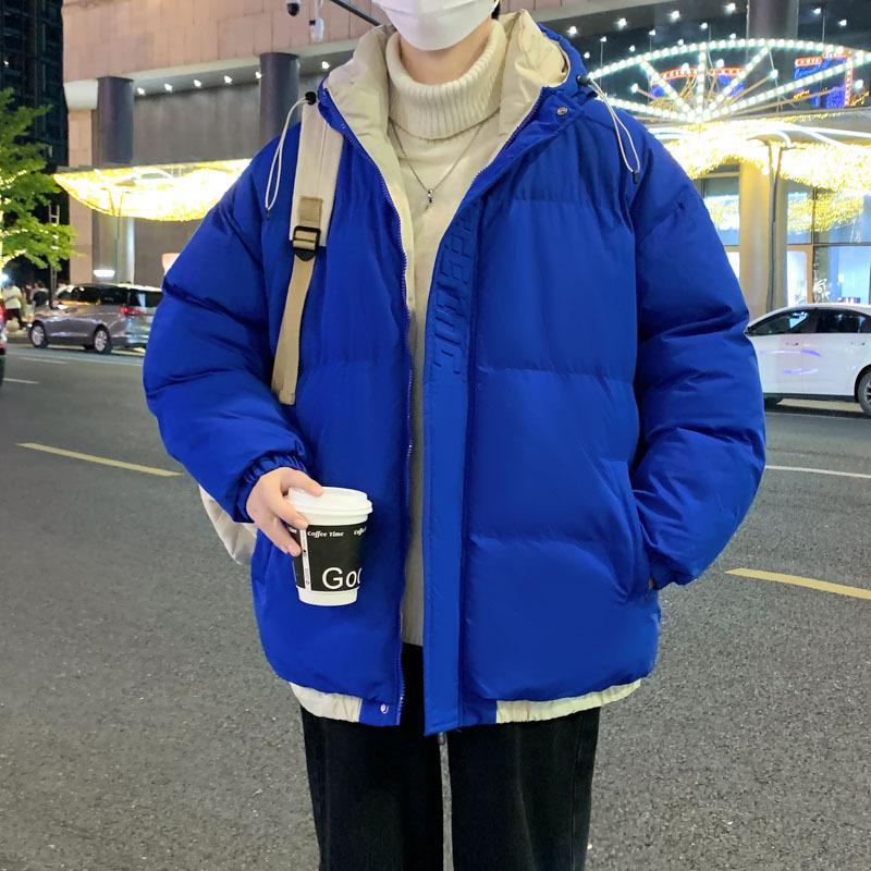 

Зимняя новая хлопковая куртка для подростков, свободная, утолщенная, теплая, хлопковая куртка, парная, с сумкой, одежда для групповой закупки XXXL синий