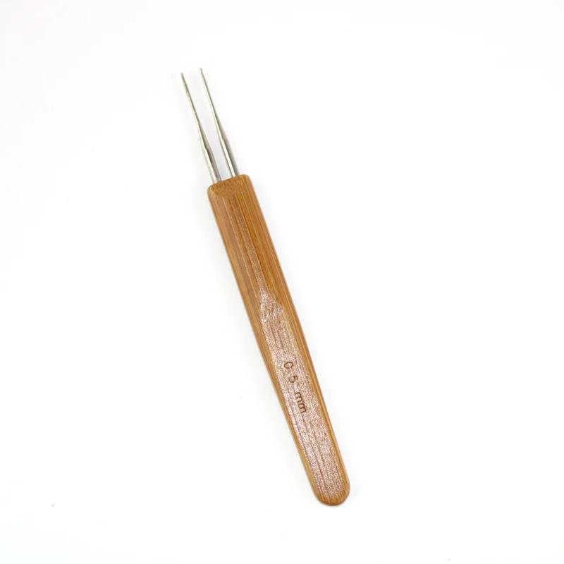 0.5mm 0.75mm 1Pc Dreadlock Needle Bamboo Handle Crochet Hook DreadsLock Hair Sewing Weaving Tool