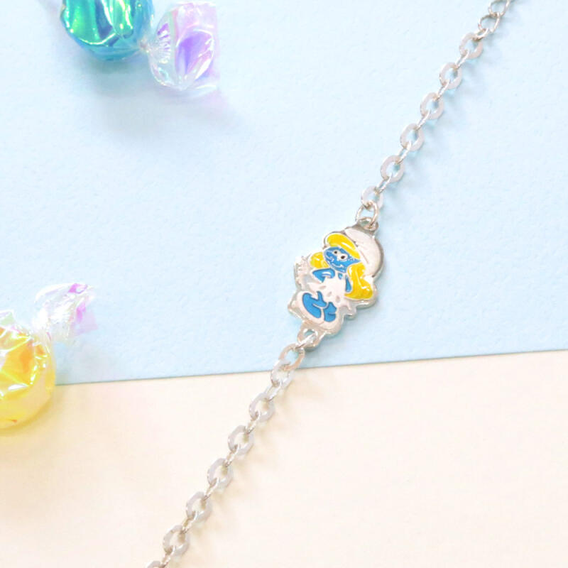 Smurfette Silver Bracelet with the Smurfette Imprint To Prevent Loss