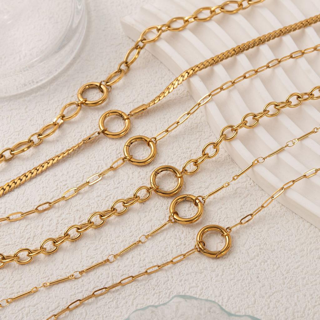 Yori Basic DIY Paperclip Snake Bone Chain Necklace PVD Plated Golden Waterproof Polished High Quality DIY Jewelry