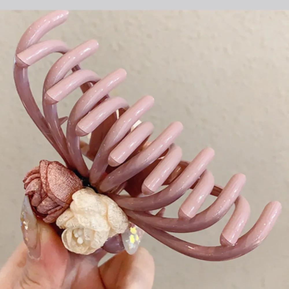 Camellia Hairpin Grasping Clip Large Hair Clip Headwear for Women Back of Head Spoon Coiled Hair Medium Hair Grabbing Clip
