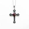 Gotische Dunkle Punk Rotes Herz Kreuz Halskette