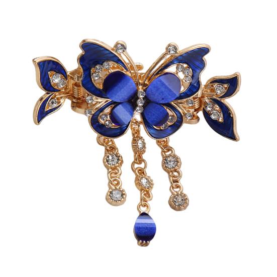 1/2 st Fjärilsformad Hårklämma med Tofskedja Anti-halk Glittrande Strass Hårklo Hårstylingverktyg Håraccessoar