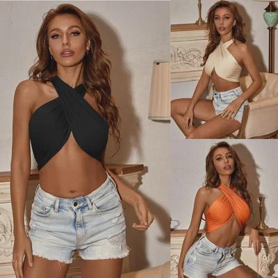Nuevo Chaleco Slim sin Espalda con Cruce Trasero - Top de Tirantes Sexy de Verano de Color Sólido para Mujer Europea y Americana