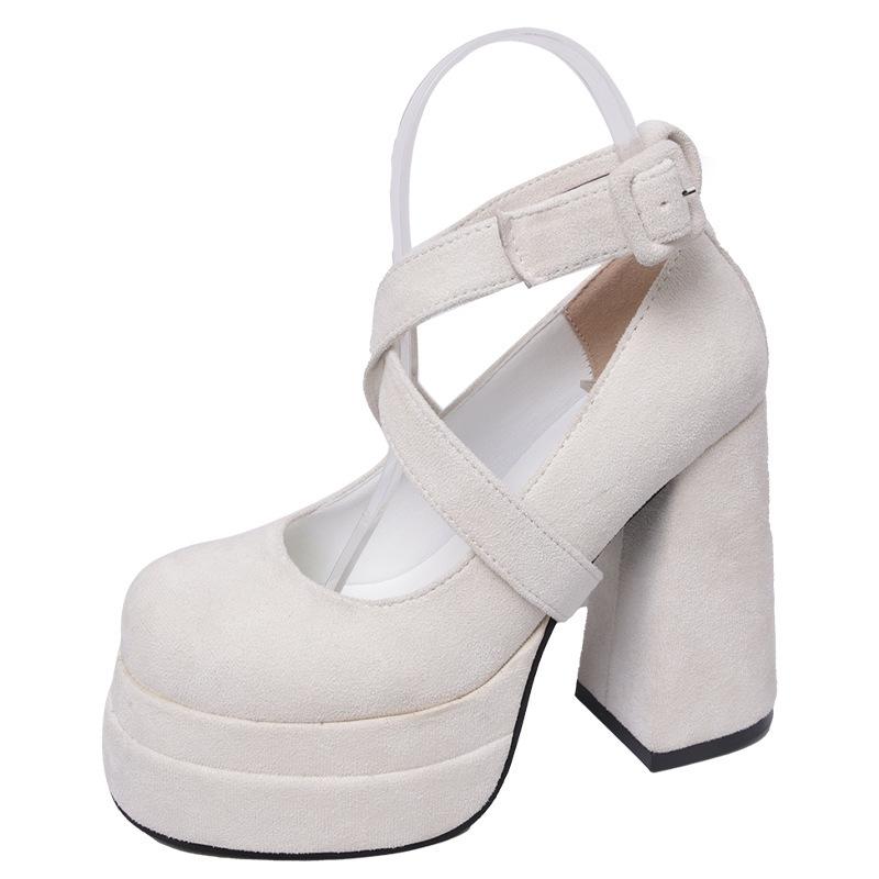 

Интернет знаменитости розовые французские ретро толстые каблуки Мэри Джейн высокие каблуки женские 2025 новые весенние и осенние легкие ароматные одинарные туфли 40 бежевый