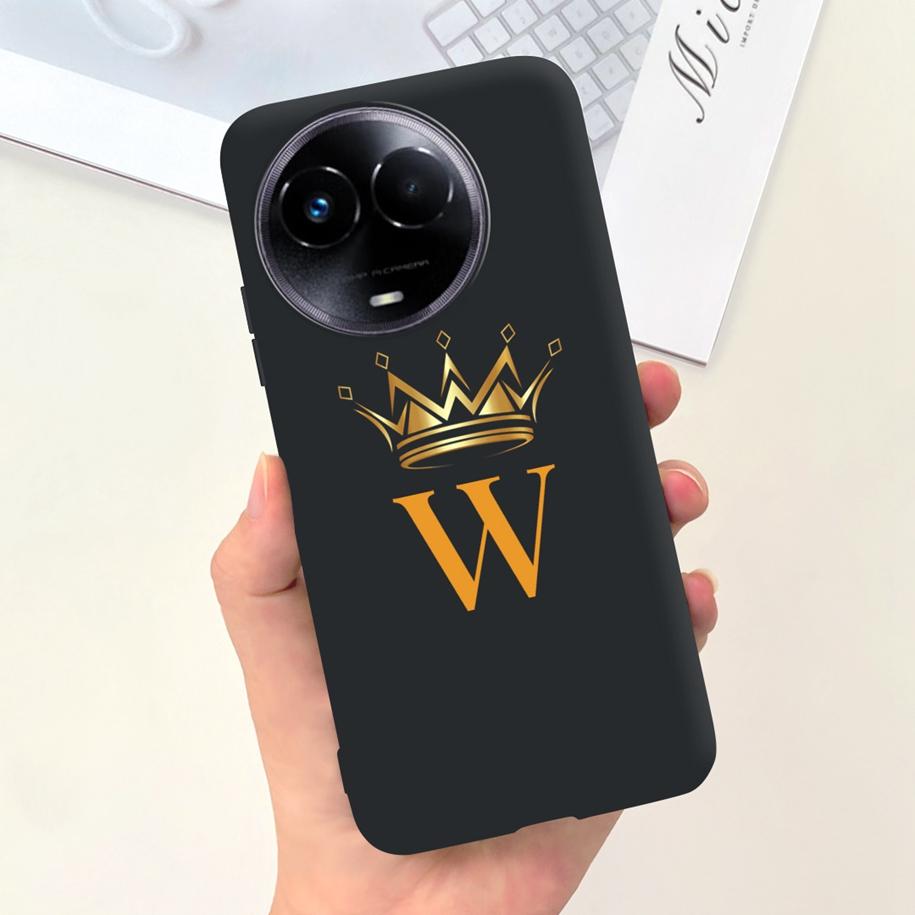 For Realme 11 5G Case Cute Crown Letters Silicone Soft TPU Shockproof Cover For Realme 11X 5G RMX3785 Funda Realme11 Phone Cases