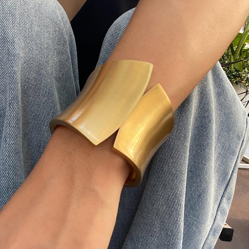 Exaggerated Design Metal Smooth Spring Wide Bracelet Bracelet Personality Punk Open Bracelet