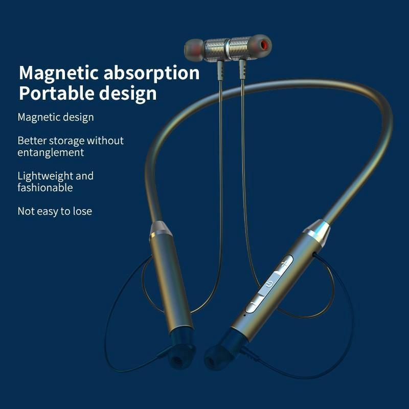 Wasserdichte drahtlose Bluetooth 5.0-Nackenbügel-Ohrhörer Sport Magnetisches Headset Ohrhörer Stereo-Kopfhörer