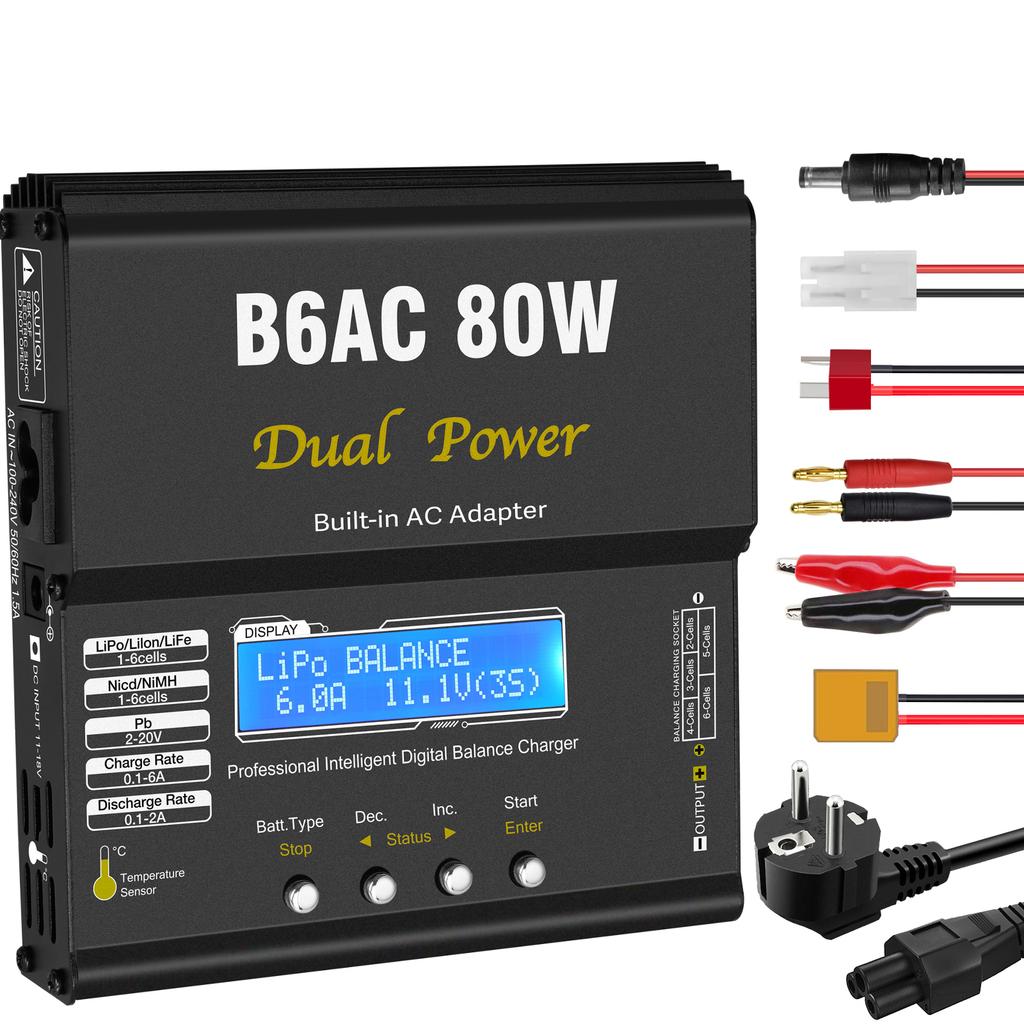 iMAX B6AC+ Battery Charger 15V 6A Built-in Adapter Lipo NiMh Li-ion Ni-Cd Digital RC Balance Charger Lipro Charger Discharger
