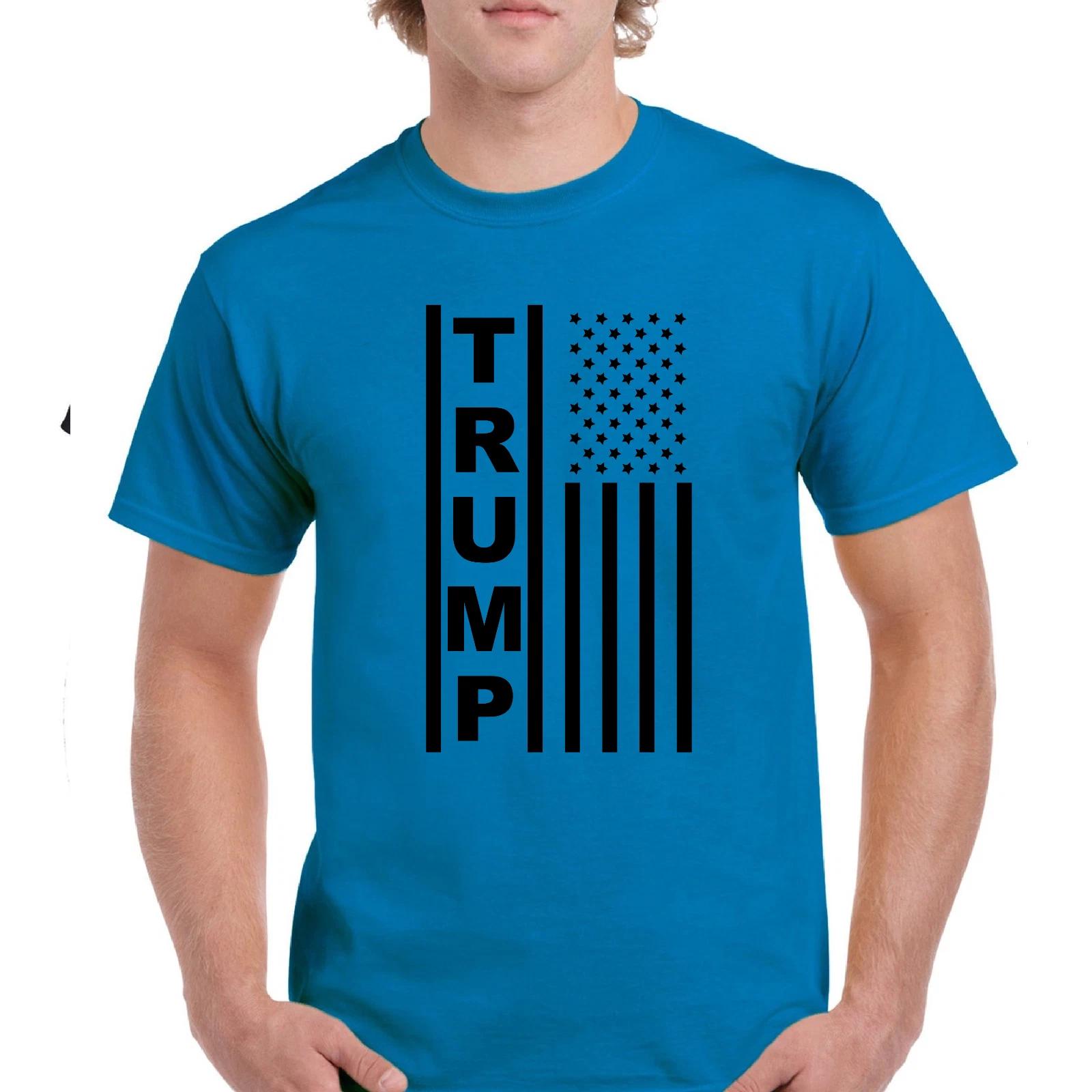 Trump Black Flag Maga Republican Conservative Political 2020 Blue Cotton T-Shirt XL