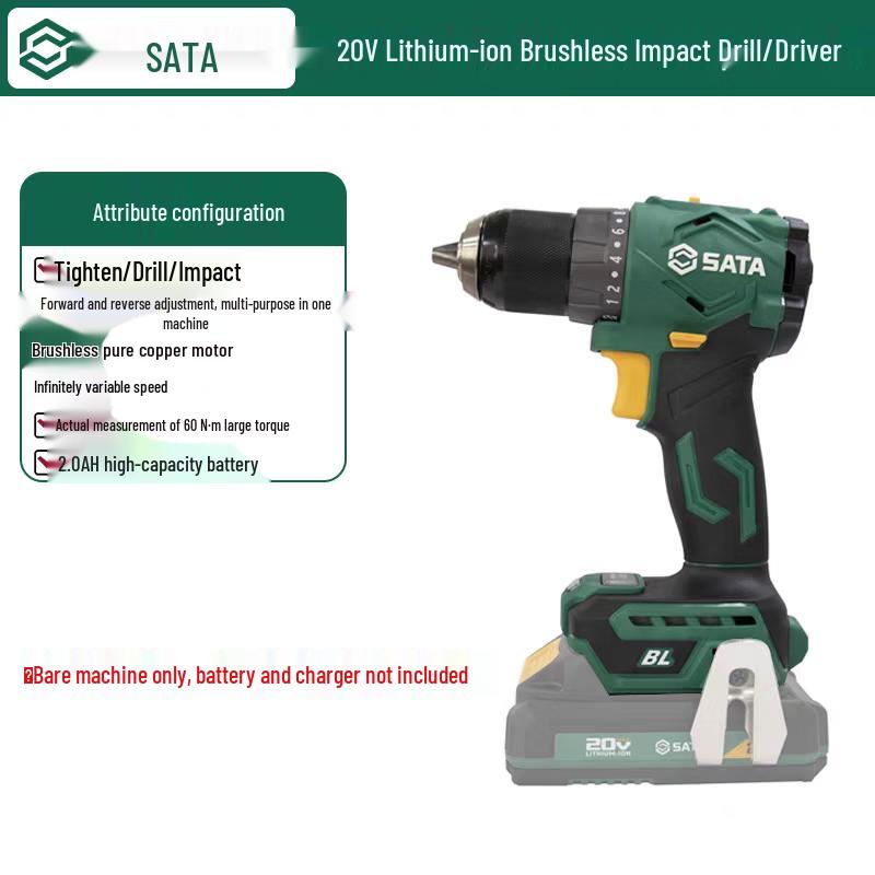 

SATA ChiE 20V Brushless Cordless Impact Drill/Driver (Bare Tool) CN plug (adapter included)