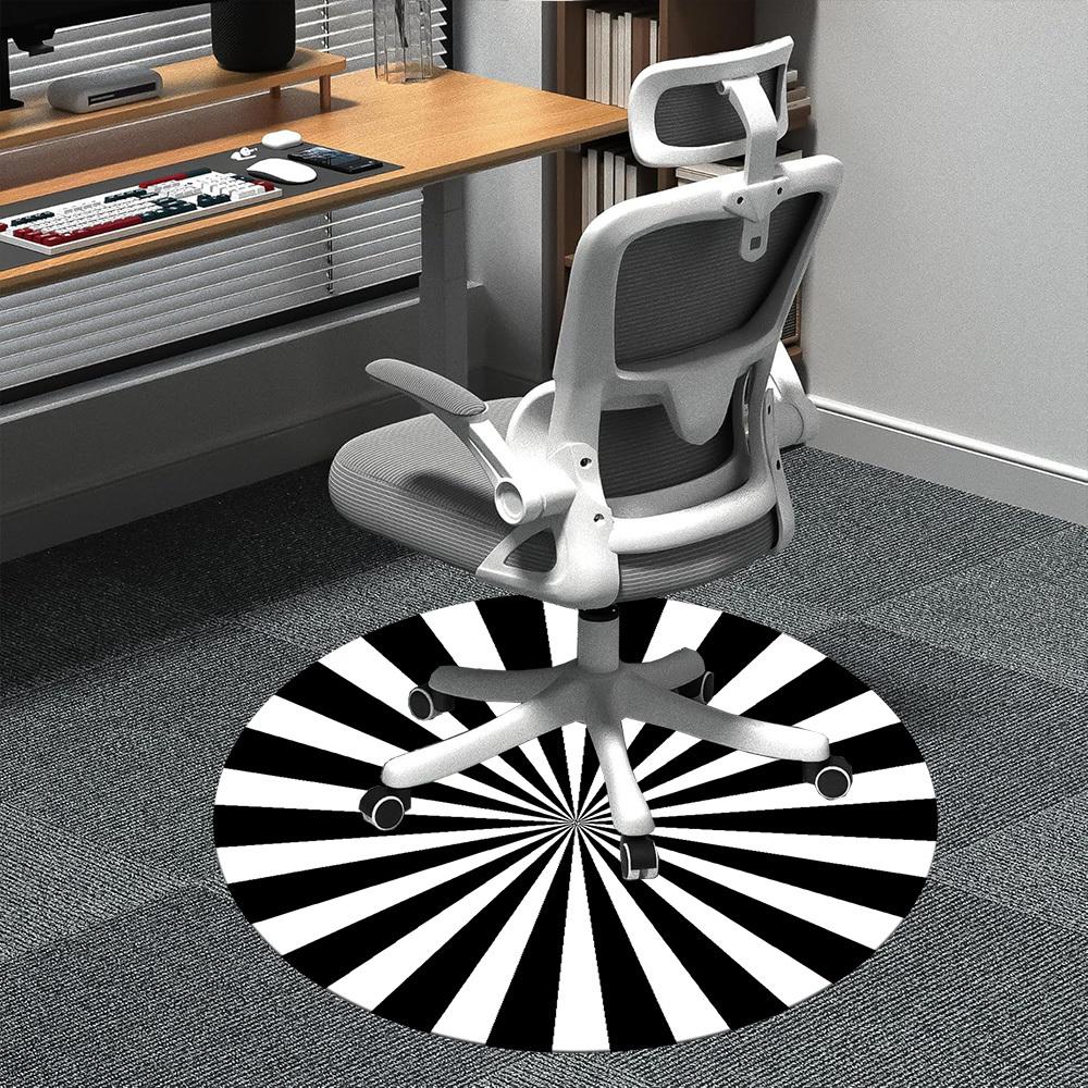 

1pc Black White Sunburst Pattern Office Round Area Rug, Indoor Mat Suitable ForOffice, Under Office Chairs Bedroom Living Room Home Decor, D105 80cm by 80cm