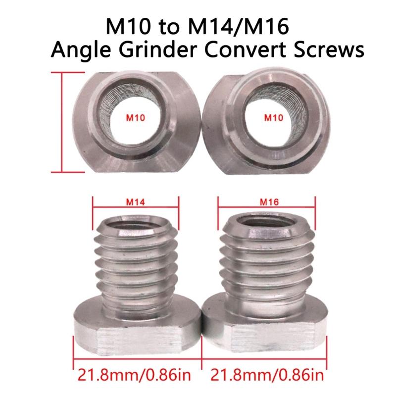 2Pcs Stainless Steel Angles Grinders Adapter Screws M10 To M14 And M16 Thread Adapter For Various Power Tool