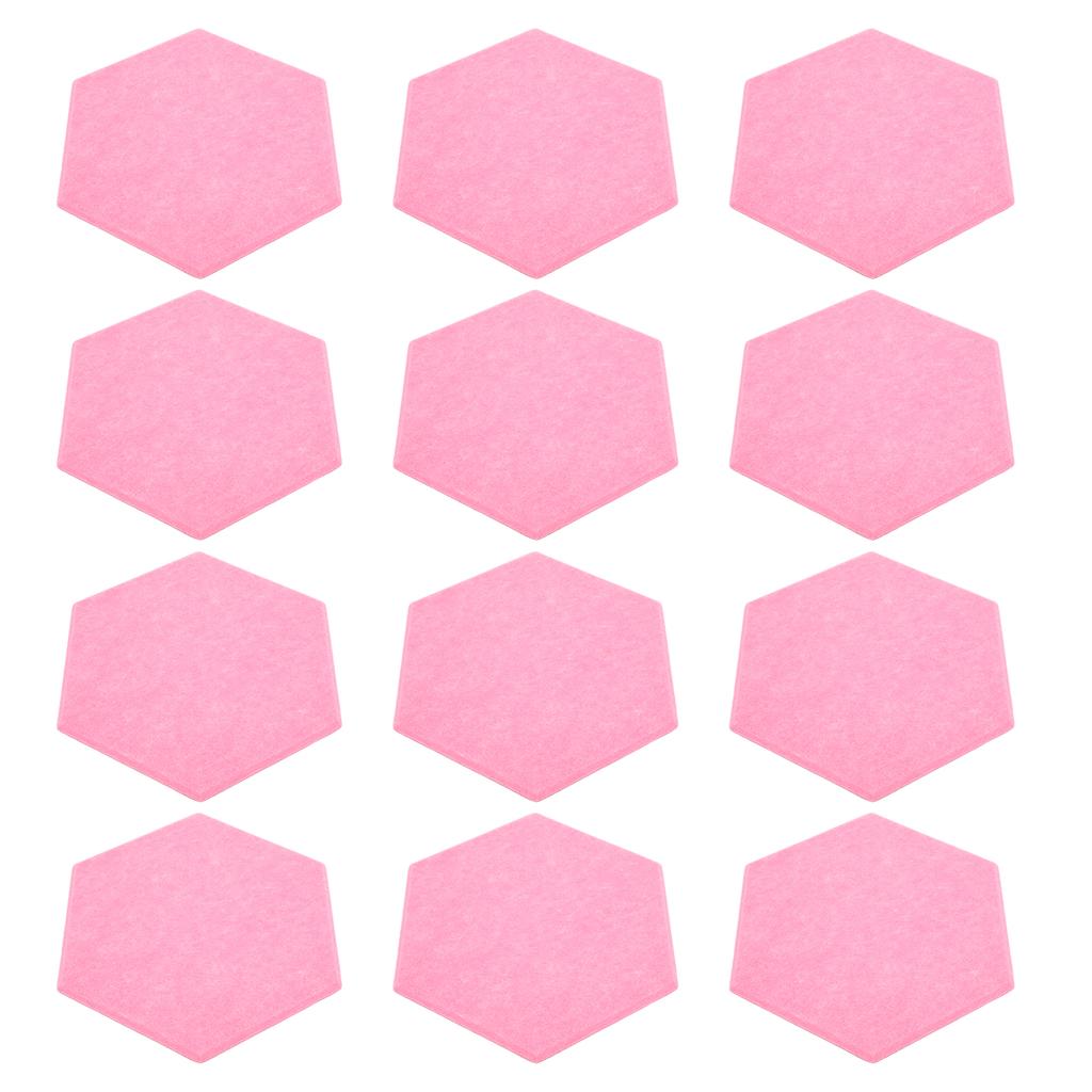 12Pcs Sound Absorption Board Hex Adhesive Acoustic Panels Wedges Wall Soundproof EnclosurePink