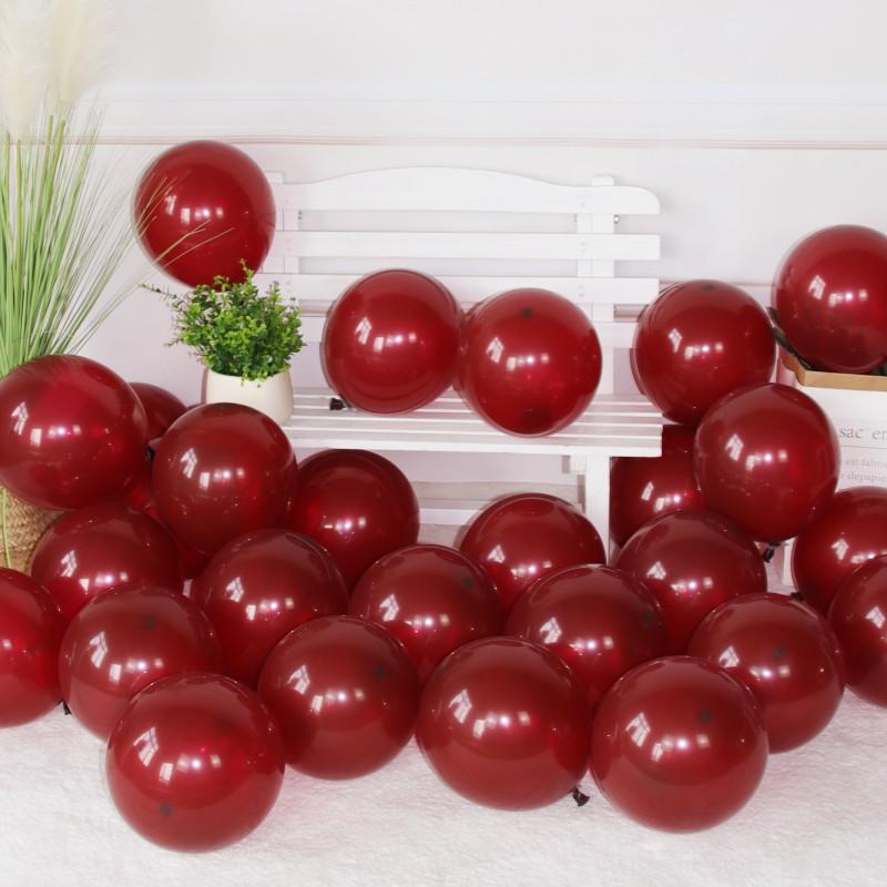 Red Crystal Double-Layer 10 Balloons, Two-Tone Cherry for Wedding & Festive Decor