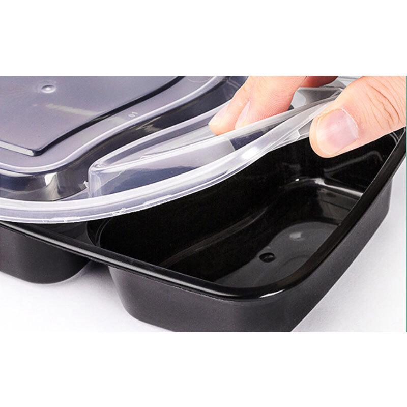 Anju Xiansen Black 4-Compartment Meal Prep Containers