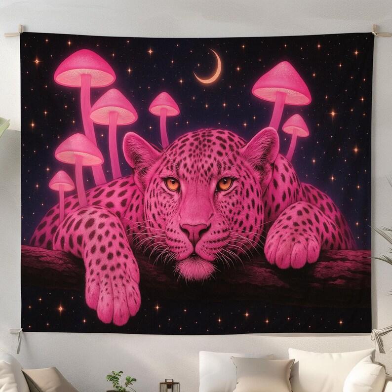 Psychedelic pink leopard print tapestry 75x100 чёрный