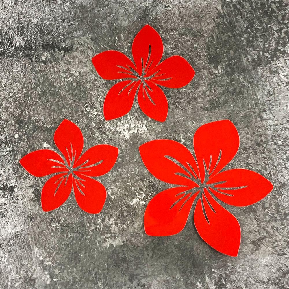 3pcs Various Colors Pretty Flower Car Stickers for Auto Rear Window Bumper Body Helmet Cover Scratches Waterproof Blossom Decals
