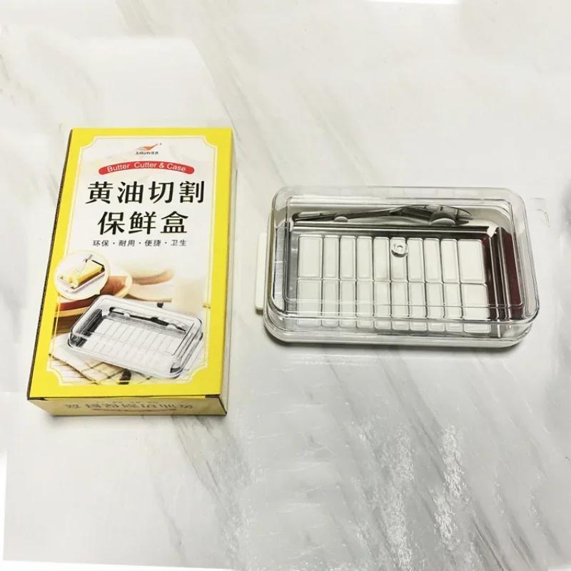 

Нож для масла Слайсер из нержавеющей стали Инструменты для сыра Стеклянная масленка Контейнер Коробка Многофункциональные кухонные аксессуары для хранения белый