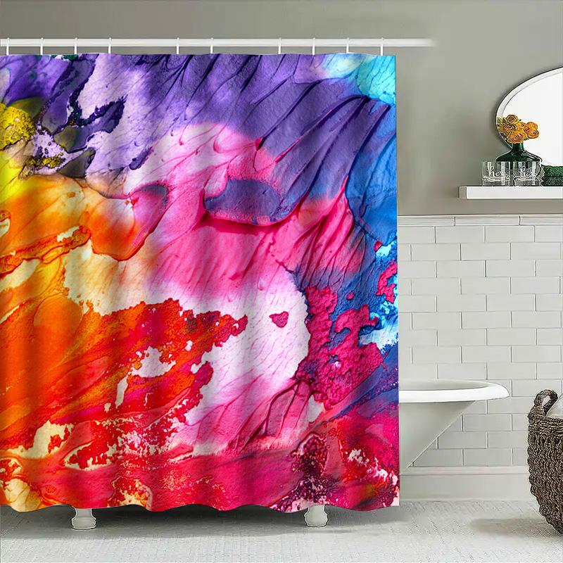 Vibrant Abstract Watercolor Shower Curtain For Bathroom Decor Customizable Size Options Available In Various Colors