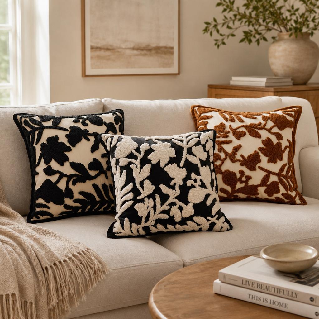 Cover Cream Vintage Brown Maillard - Single Decorative Throw Case for Bed Couch