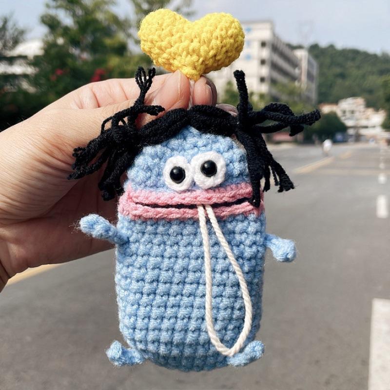 Hand-Crocheted Car Key Fob Cover, Big Mouth Key Protector, Cute Yarn Keychain for Car Keys, Unique Handmade Gift Car Key Cases