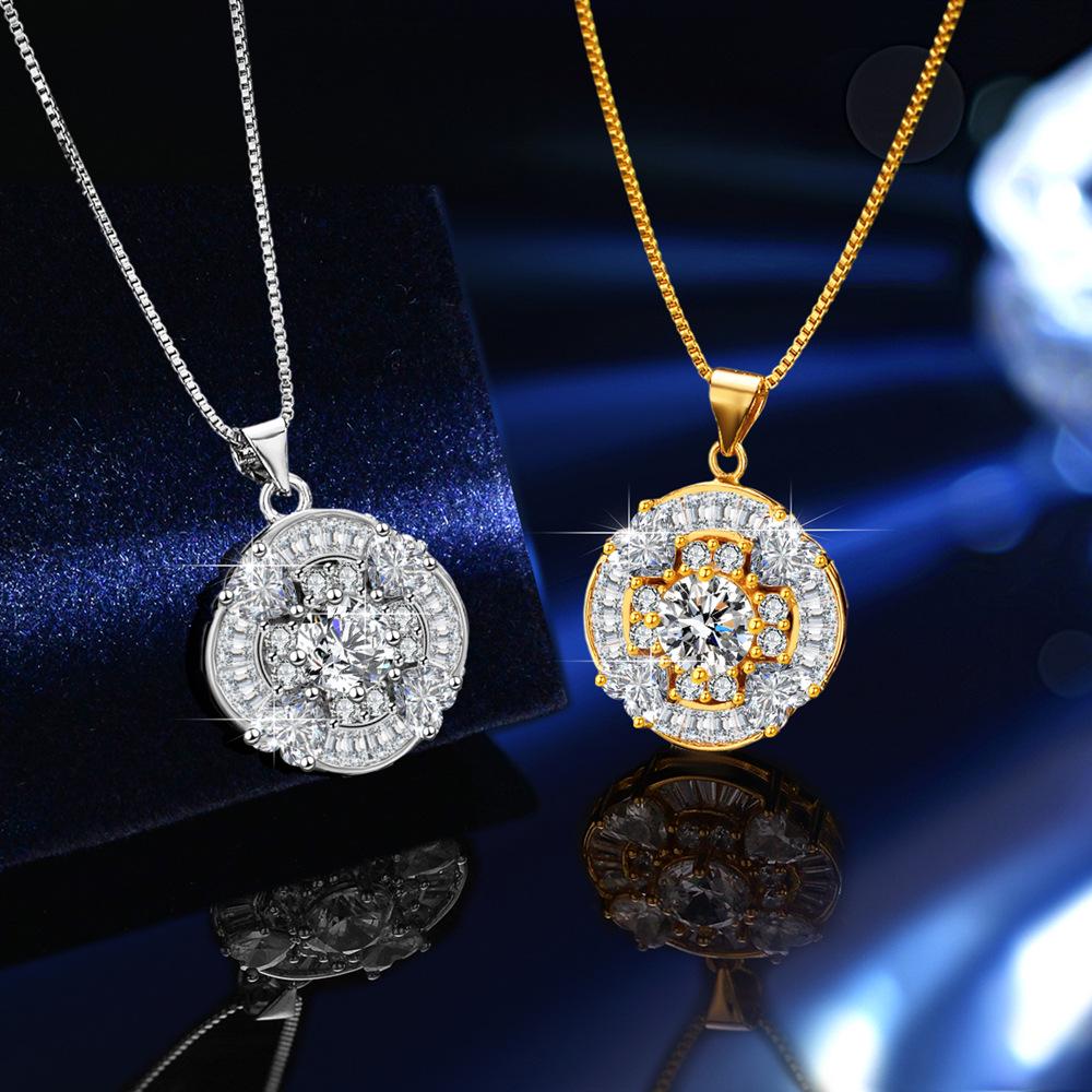 Luxury Women's Moissanite Pendant Necklace In Gold-Plated 925 Sterling Silver