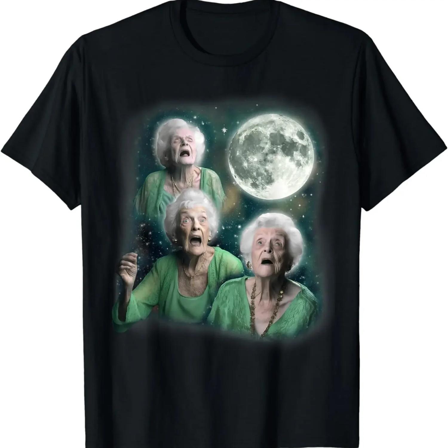 2025 new model Three Granny_ 3 Old Ladys Howling Weird CursedT-Shirt XXXXL