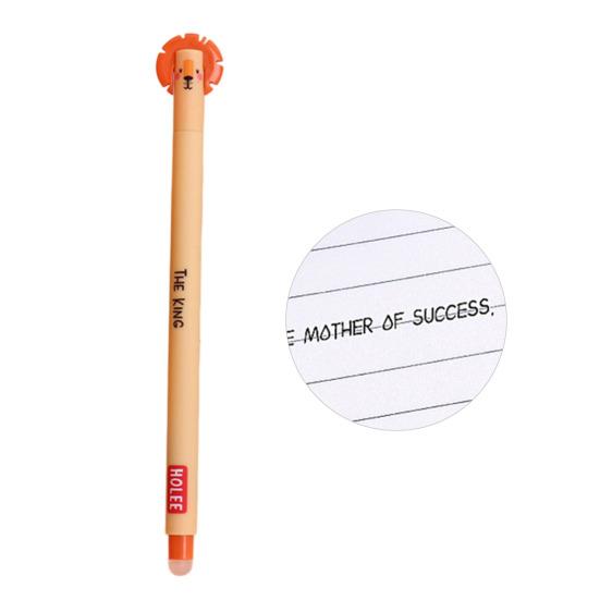 Smazatelná propiska 0,7 mm s černým inkoustem, s měkkým úchopem šetrným k pokožce, roztomilé zvířecí víčka, design s tlačítkem, doplňovatelné tužky, školní potřeby