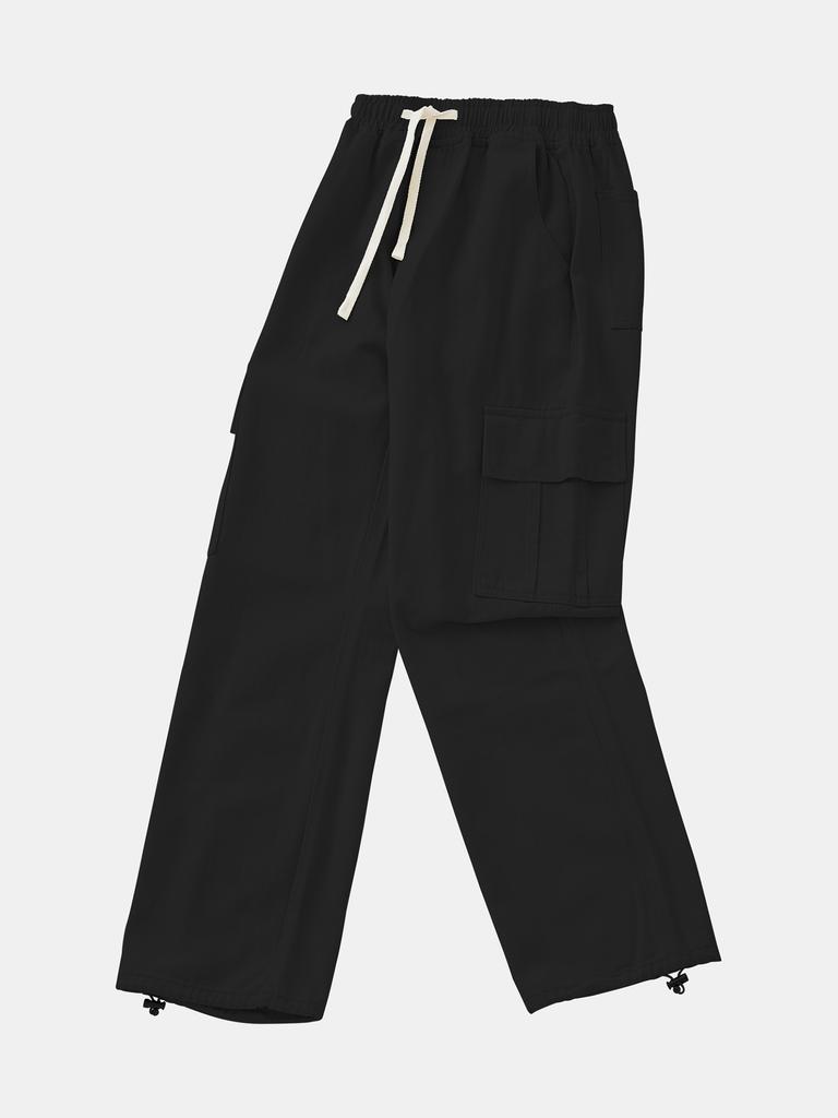 IKALOOK Spring/Autumn Loose Fit Elastic String Cargo Pants Dpt122