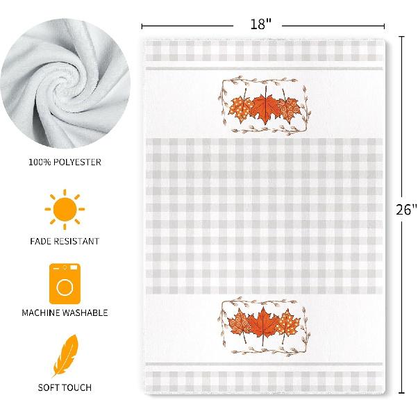 Siilues Fall Kitchen Towels 18x26 Inch Set of 2, Leaves Pumpkin Hand Towels Fall Decorations for Home Seasonal Autumn Thanksgiving Home Kitchen Decor