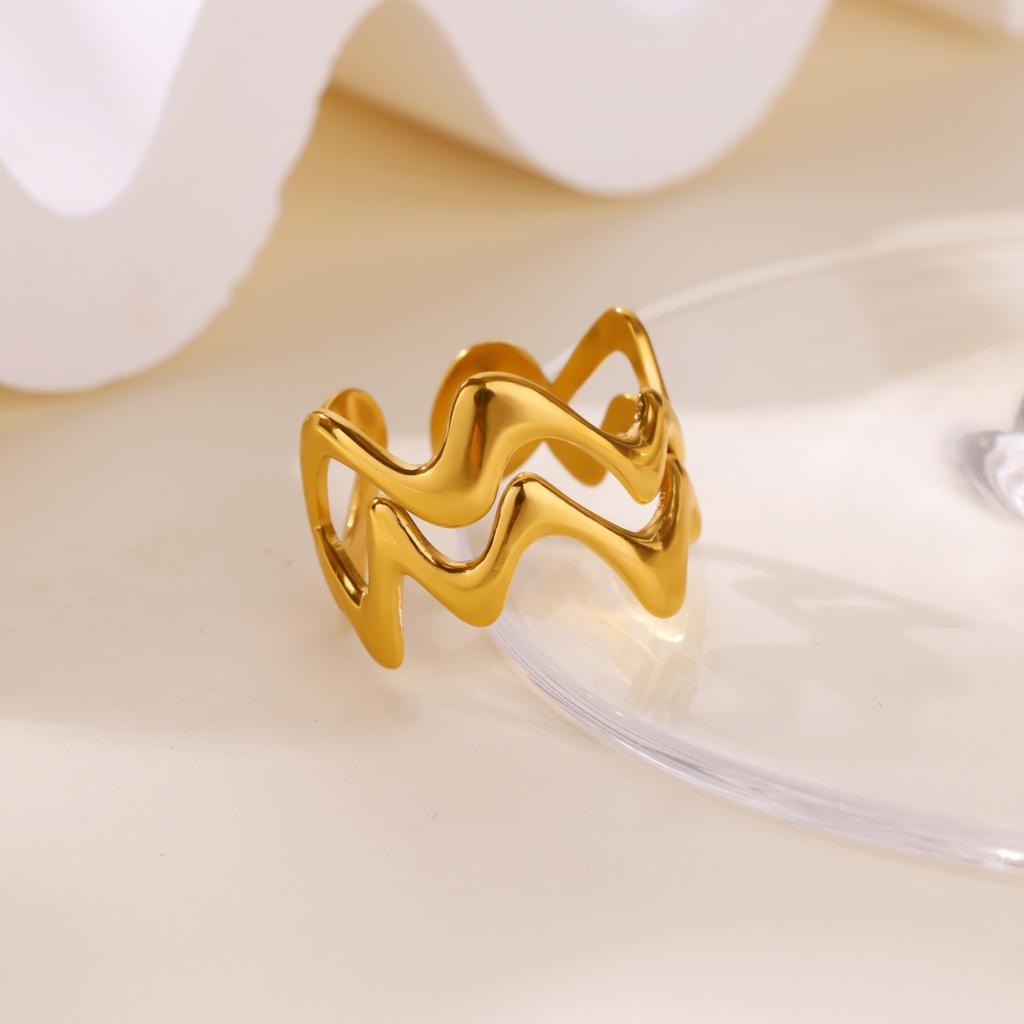 Stainless Steel Geometric Open Rings For Women Men Gold Color Stainless Seel Ring Wedding Aesthetic  Punk Jewelry Bague