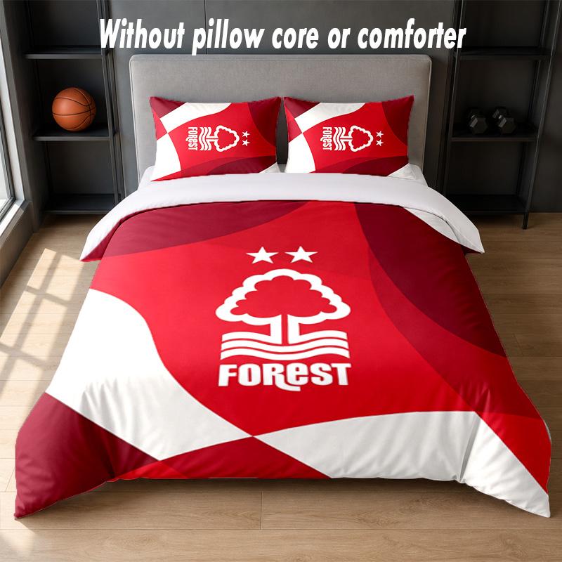Nottingham Forest Football Design Bed Bedding Set 1 Duvet Cover + 2 Pillowcases Soft Breathable Household Bed Linens