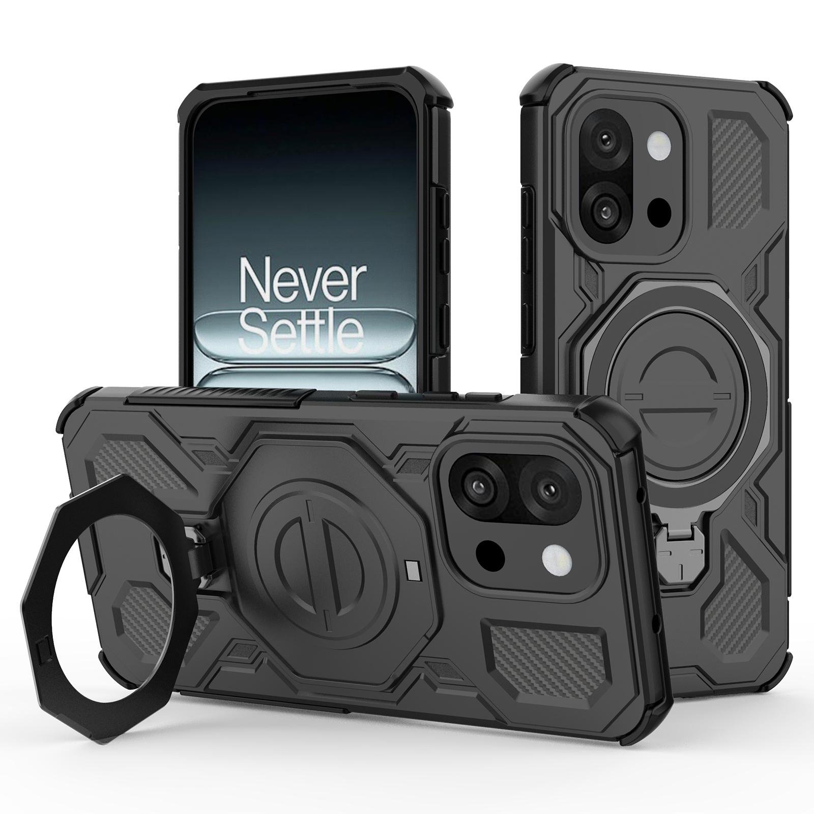 

Магнитный чехол для OnePlus 13T 5G с вращающейся металлической подставкой, задняя крышка для телефона из ПК+ТПУ Black