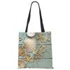 Ladies Shoulder Bag Blue Ocean Starfish Beach Sand Prints Tote Bag Linen Fabric Beautiful Casual Practical Handbag Casually