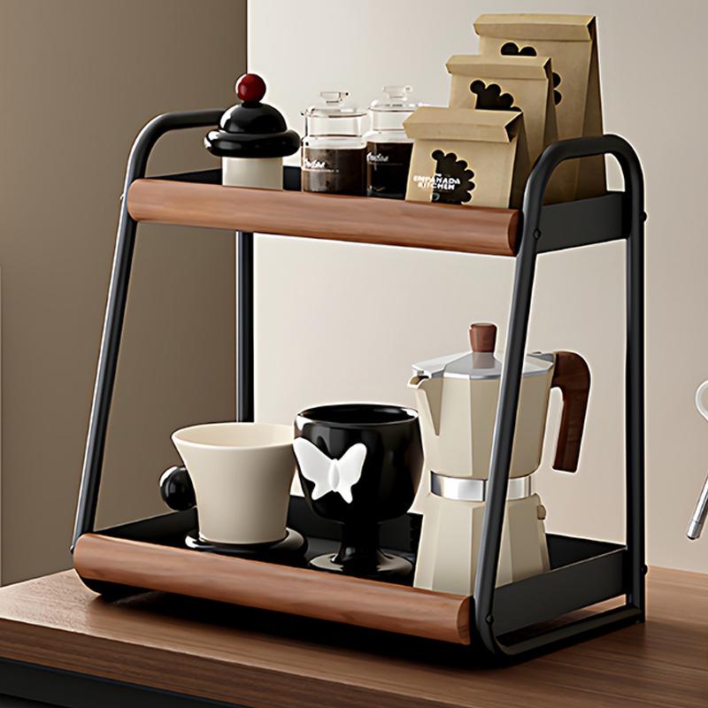 Double-Layer Kitchen Countertop Seasoning Rack for Oil, Salt, and Sauce Storage