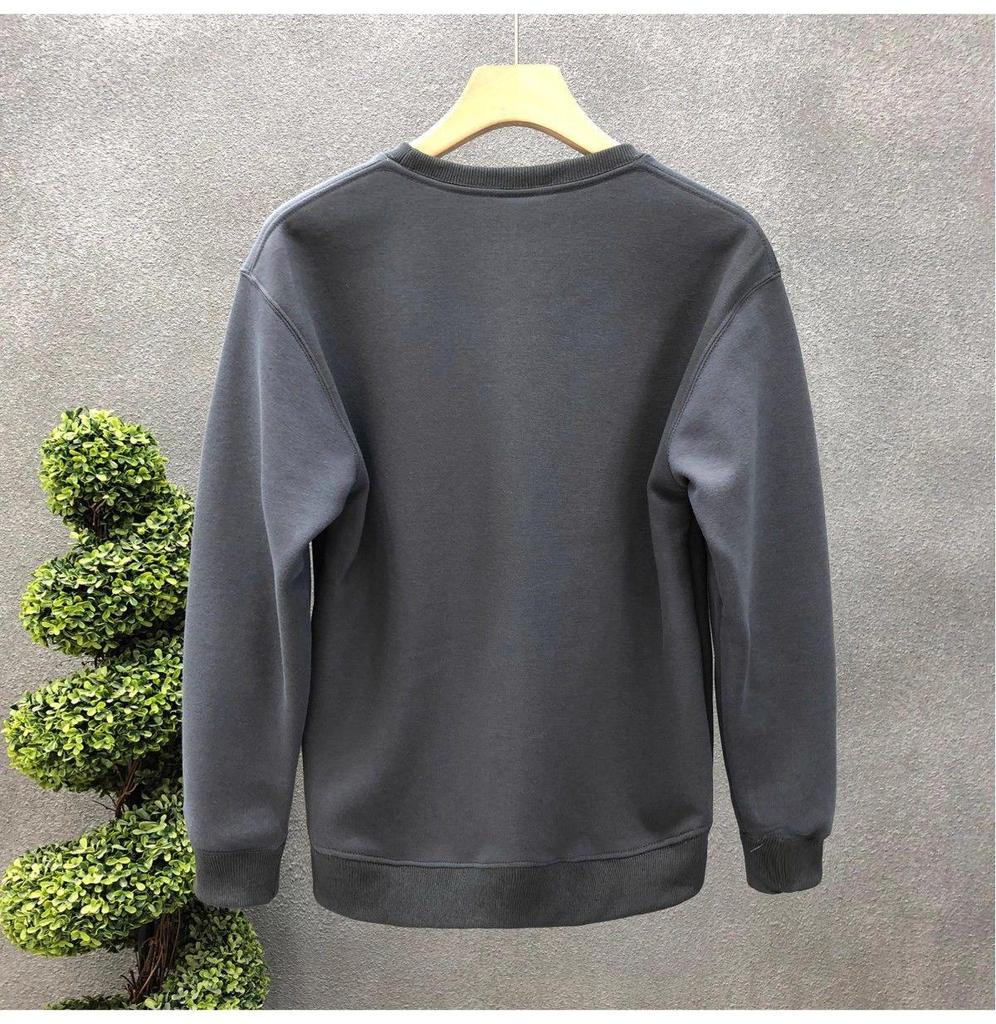 Herren Verdicktes Fleecegefüttertes Rundhals-Sweatshirt, Einfarbig, Langärmlig, Ohne Kapuze - Ideal für Winter, Frühling und Herbst