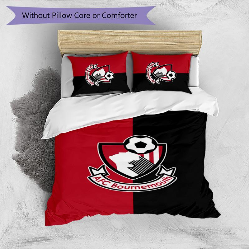 Set Lenzuola Stampato Calcio Bournemouth 3 Pezzi, Comodo Set Copripiumino per Camera da Letto Amico della Pelle