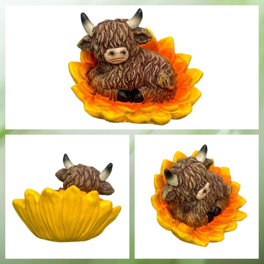 Trendy Resin Yak Figurines Cute Creative Yak Doll Handicrafts Garden Courtyard Decor Gift